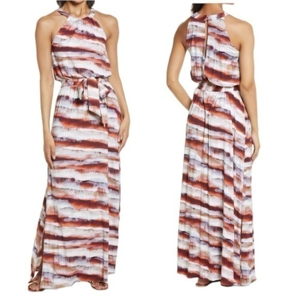 Ilse Jacobson Halter Maxi Dress in Langoustino NWT Size Medium
